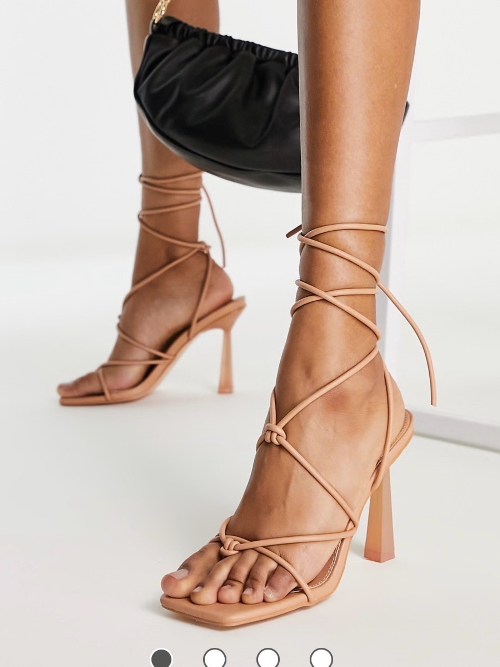 Public Desire Nude Strappy Lace-Up High Heel Sandals